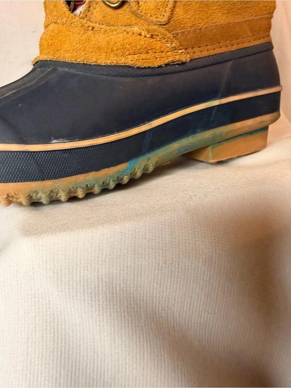 Women’s Mustard Suede Winter Lace-Up Boots with Patterned Knit Cuff